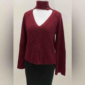 INTERMIX  burgundy Cowl Neck Sweater